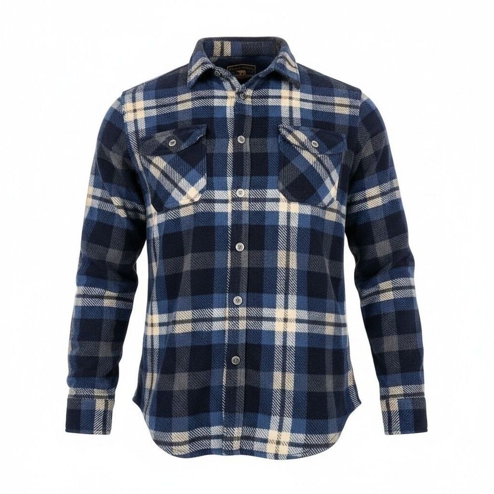 Freedom Foundry Plaid Fleece Shirt Jacket Men's XL Blue Shacket Button Front